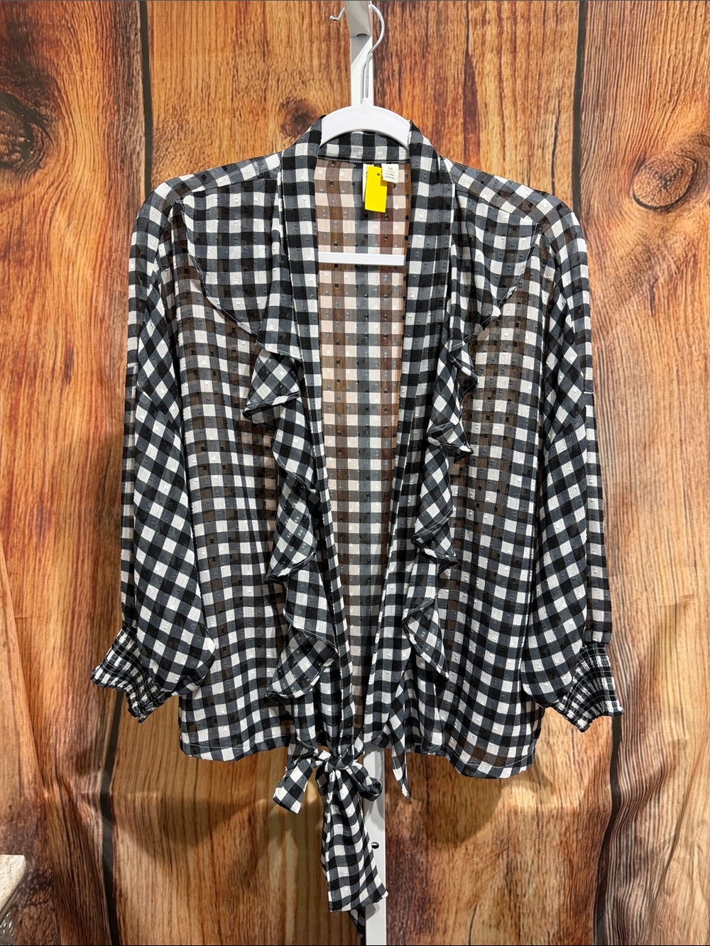 🚨(4/$10) Cato Oversized Ruffle Tie Front cardigan Blouse Size M